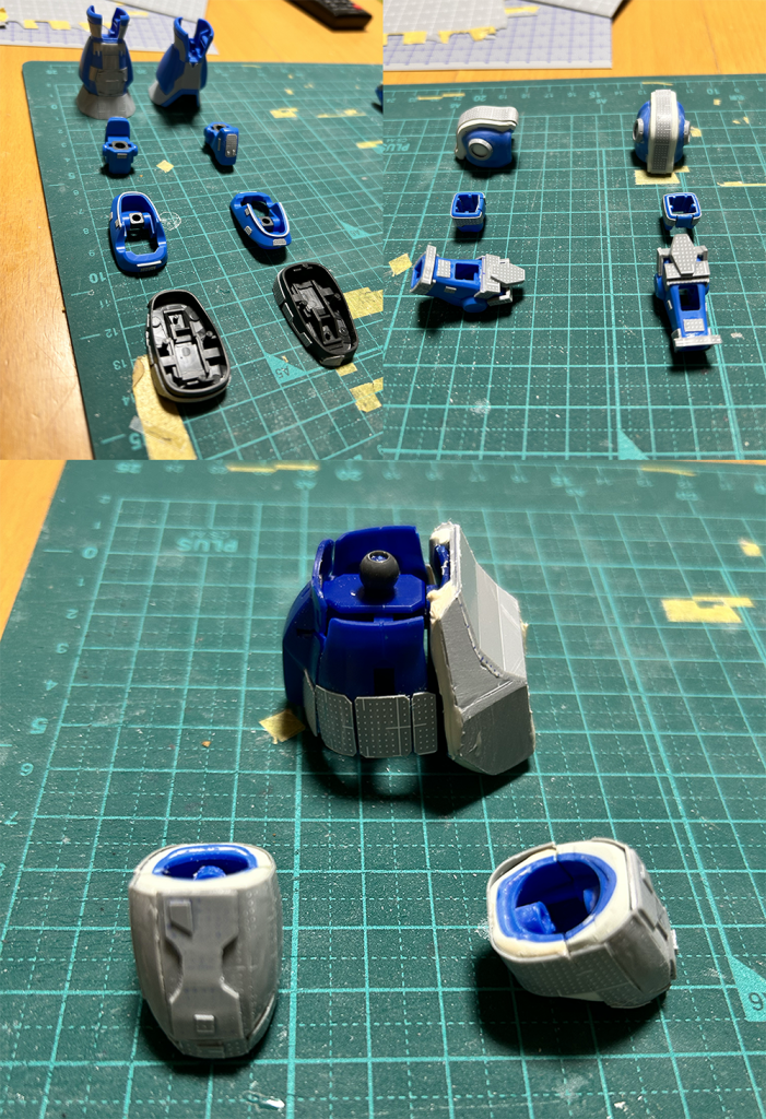 その他のパーツもエポパテ+プラ板で盛るなお、太ももは盛りすぎてスカート内がパッツンパッツン&上記画像のスカートだとミニスカ状態に!ガンプラにエロスを感じたのは初めての体験かもしれません😆大幅にスカートを延長してなんとか納めました!