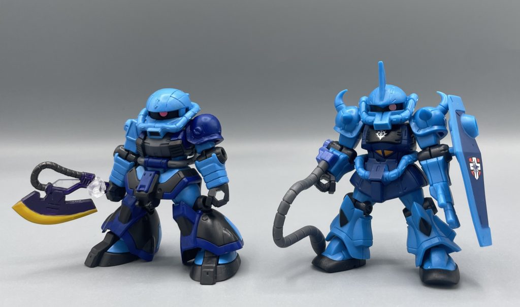 私の妄想の中では、グフやドムの開発の為に試作された”過渡期の機体” が有るはずだ!と考えていますので、「ドムにもグフにもなり得るザク」といった立ち位置ですかね。  え?ジオニック社?ツィマット社? いいえ。ジオン驚異のメカニズムです!!wwwwww