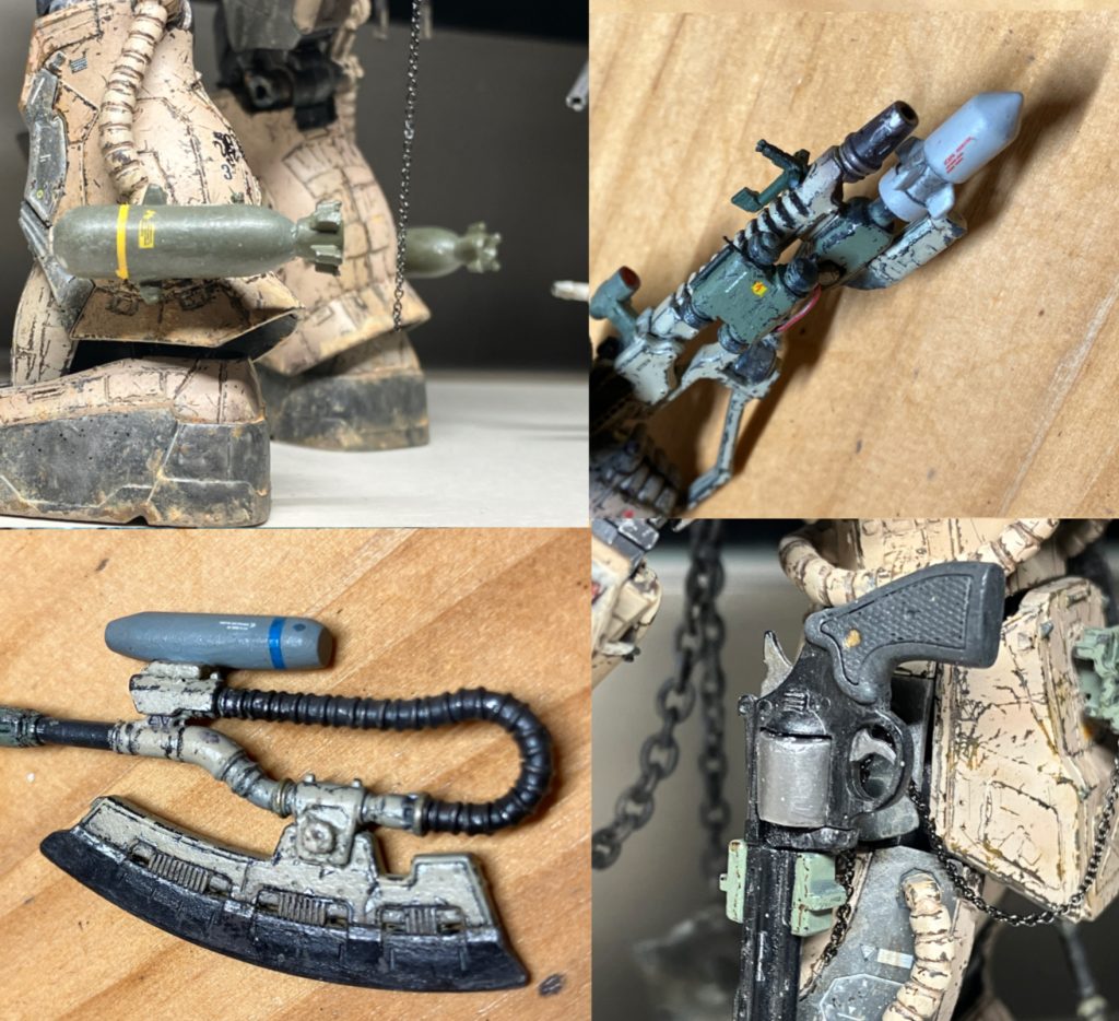 各所に武器を改造しました。火力ではガンダムに全く敵わないので、オプション付けて少しでも手数を稼ぎ、ワンチャン狙いに行きます。