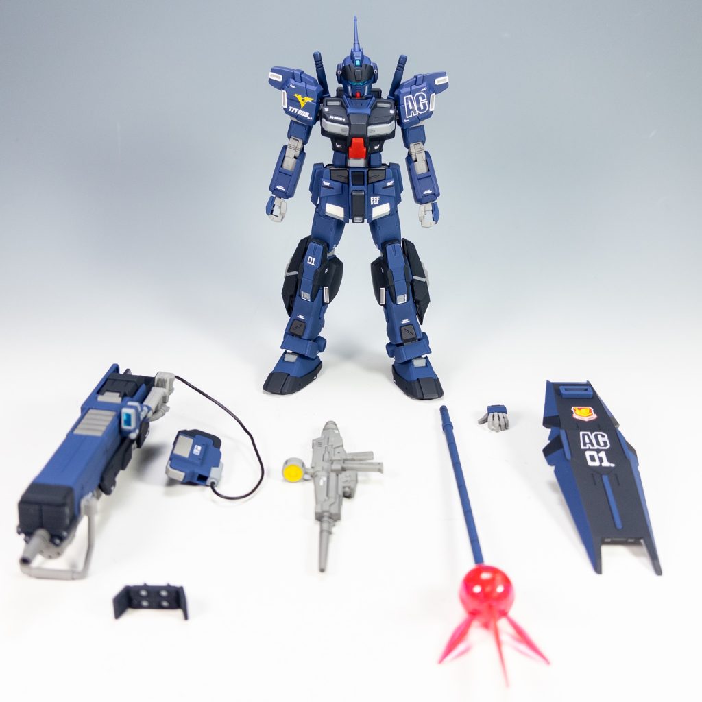 武装を並べて。思ったより難産でした。塗り分けが大変だからかな？ペイルライダー自体は2015年なので、構造がちょっと古いんですが、追加パーツは最近の作りなので、チグハグ感があります。