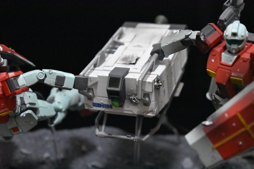 「ガンダム・ザ・ライド　限定版ジム」付属のスペースランチをディテールアップ。スラスタを金属パーツに交換するなどしました。