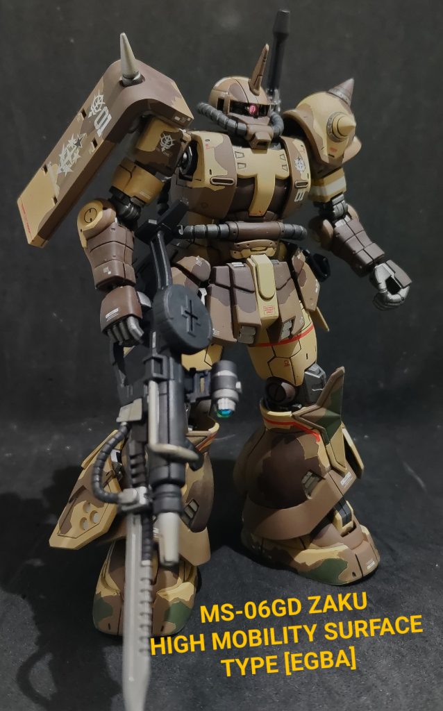 ゲート処理→ペーパー掛け#400〜1000→洗浄→エアブラシ塗装→スミ入れ→デカール貼り→トップコート(つや消し)塗装→メタルパーツにてディテールアップ