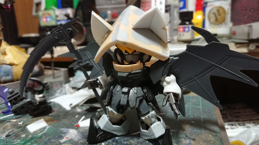今回はSDガンダムデスサイズと徐晃ガンダムデスサイズのミキシングで制作しましたそれではまた、次投稿で❗またね👋😃✨