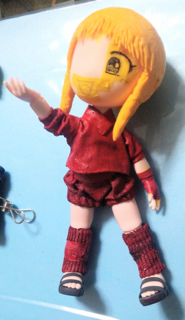 上着に妻のたっかい服 を 使用 したので楽に形になったと言う（ 捨てるやつを貰い受ける）