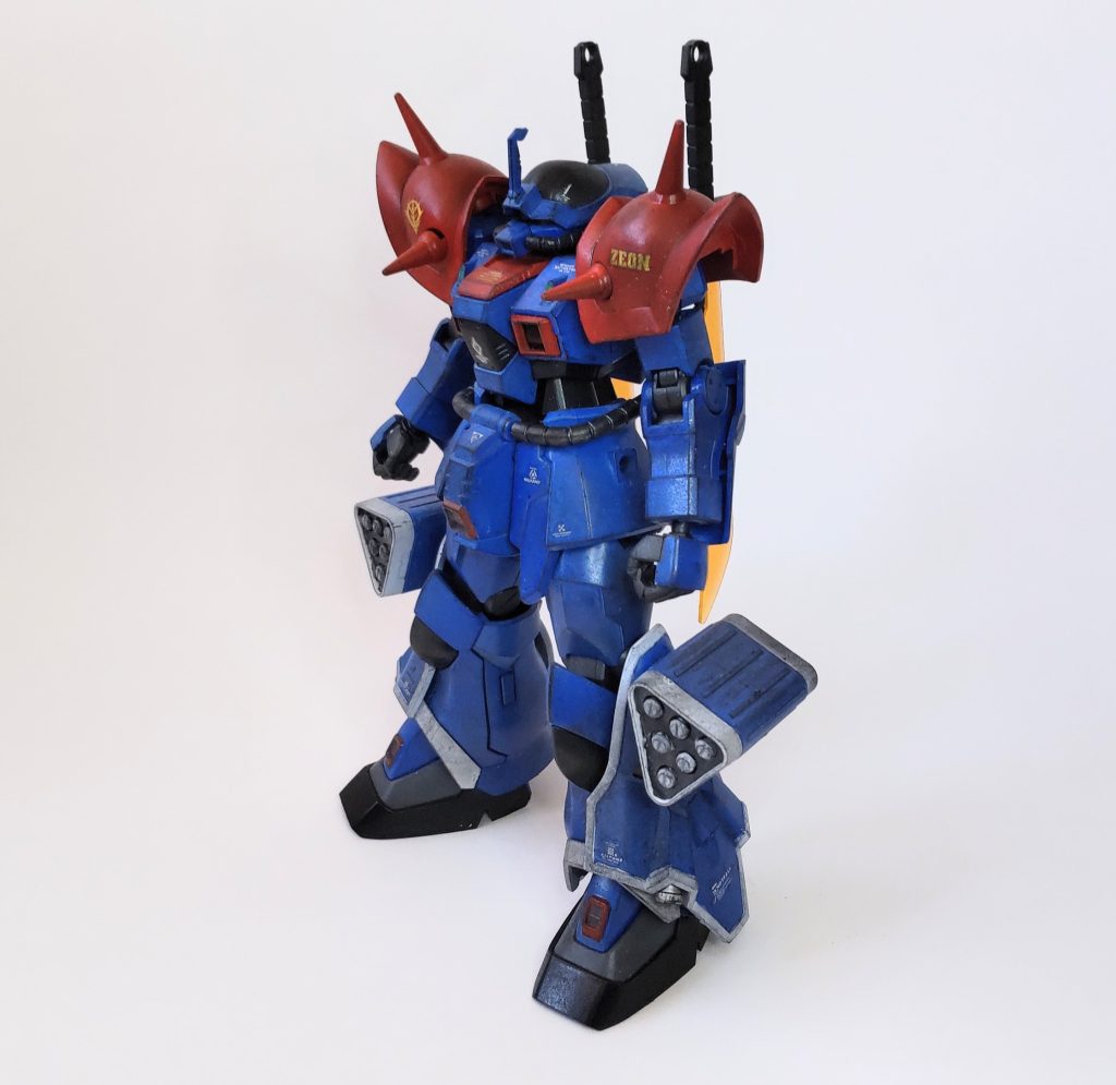 ご覧いただきました皆様ありがとうございます!!ヽ(゚∀゚)ノ パッ☆満を持してニムバス登場〜。後半には切り札のEXAMシステムを起動し、あの感じのデジラマは今までになく初挑戦でした。まだ未組立のBD1があるのですが、EXAM起動シーンを作るなら翼を生やしたマリオンのカットインを入れたいですね〜(-ω☆)キラリではガンプラ紹介です。元はガンベ限定キットのイフリート改ですが、改めて塗装しノーマルに完成させました。普通にサフ、塗装、デカール、墨入れウェザリング、艶消しトップですね。組み立て中に思ったのですが、イフリート改は他の一年戦争ジオン系MSに比べて、かなり小顔でした。脚部ミサイルランチャーはミサイル部をディテールアップパーツで足してます。