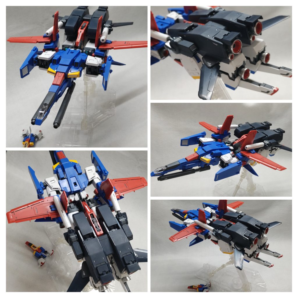 変形と分離はデカール前に撮影しました。破損しないかビクビクしながら20分ぐらいかかりました(gundam-kao9)2度とこの姿になる事はありません。