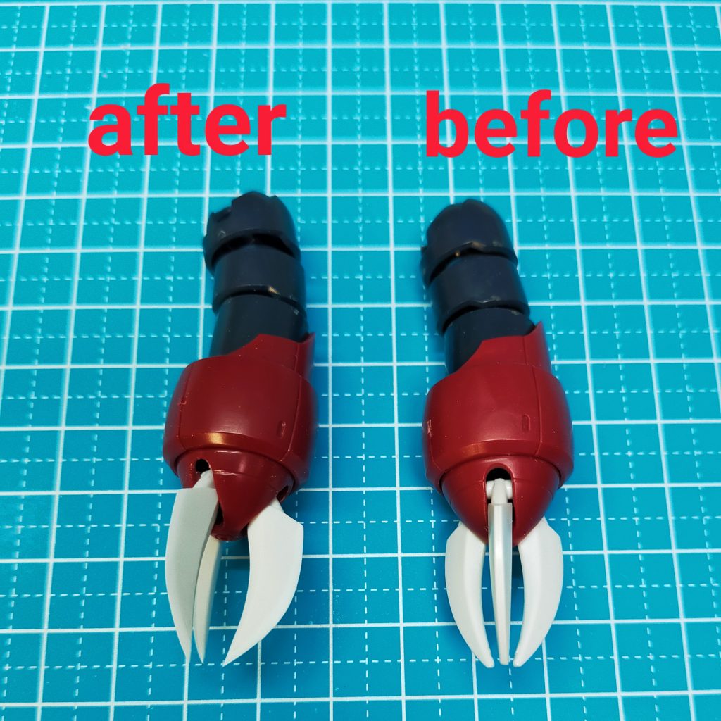 爪をプラ板を貼って大きくしました。