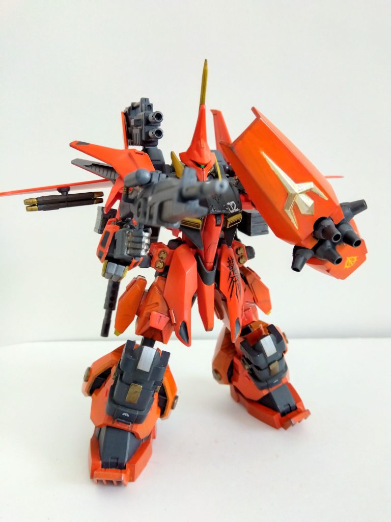 塗装は、いつものシタデル＆ファレホで。水性ホビーカラーの焼鉄色をスポンジでチッピングした後にリアルタッチマーカーやウェザリングライナーで汚しを入れました。