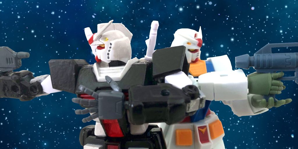 今流行りのマヴ戦術っぽく。開き手はHGUCのGMから流用。ちなみにユージはビームライフルよりビームスプレーガンを装備する率が高いです。なぜならビームライフルよりも取り回しが良く、近距離なら大抵のジオンのモビルスーツをたやすく撃破できるからです。ビームライフルは狙撃用かムサイやチベ等の戦艦を沈める際に使用。