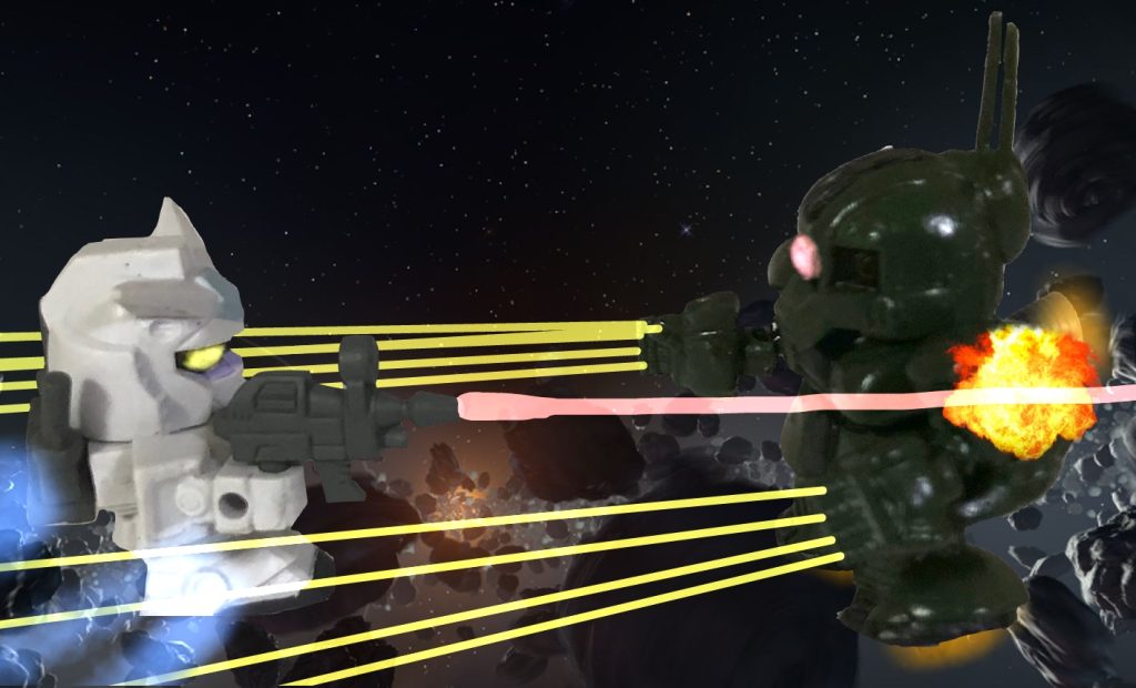 「あぶ刑事ガンダム」ではア・バオア・クーの戦いにおいて、ユージのG-3ガンダムと交戦。アンネローゼ・ローゼンハインというニュータイプが乗り、オールレンジ攻撃でユージを追いつめるも、一瞬のスキを突かれ敗北。あと一歩及ばずだった。