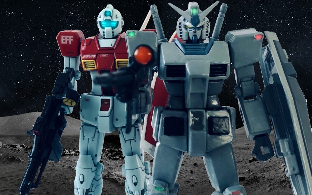 小説版ガンダムのワンシーンっぽく。アムロのG-3とキリア・マハのGMのツーショット。