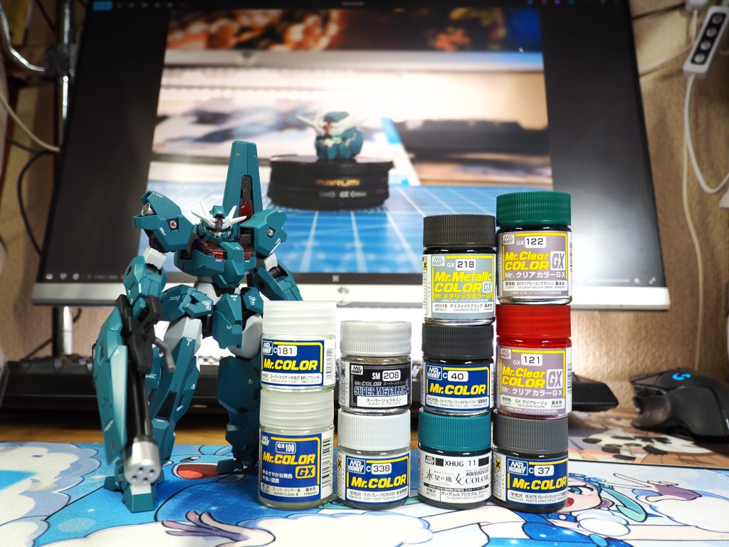 使用した塗料一覧。今回かなり色数少ない。まぁ本体色がほぼグリーンだしね