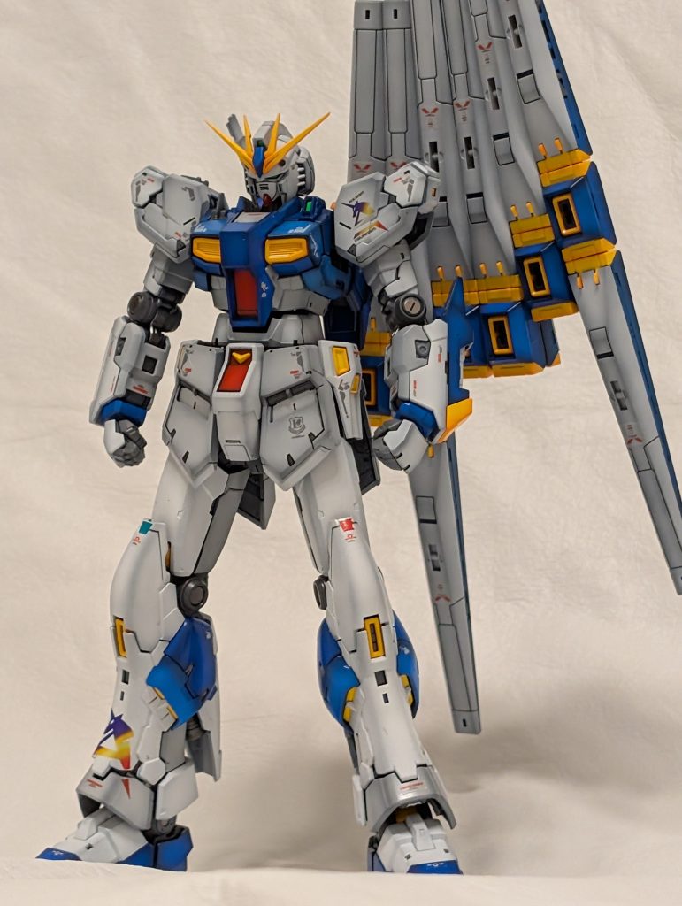 久しぶりの投稿＆初めてのRG作成です。福岡νガンダムに憧れて福岡カラーで作成してみました！