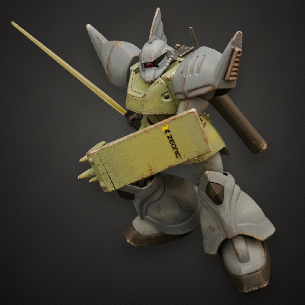 ビームサーベルとスパイクシールドを構えて