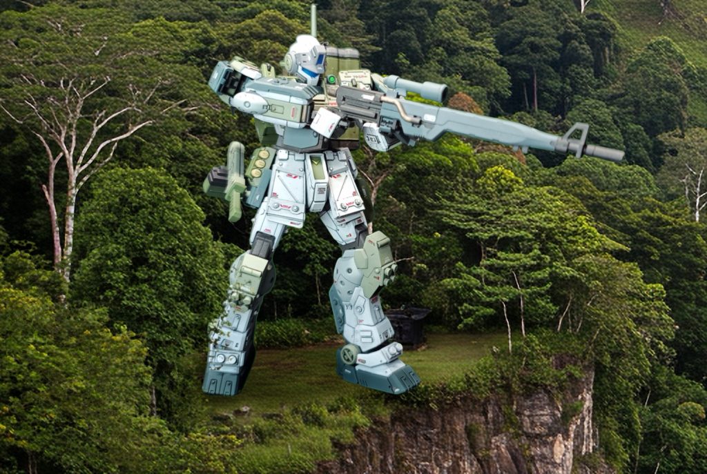 スパルタン用と言うことで、スナイパーライフルは短めです（当社比）。これもウエポセットであぶれたパーツに持ち手部分をスクラッチ。