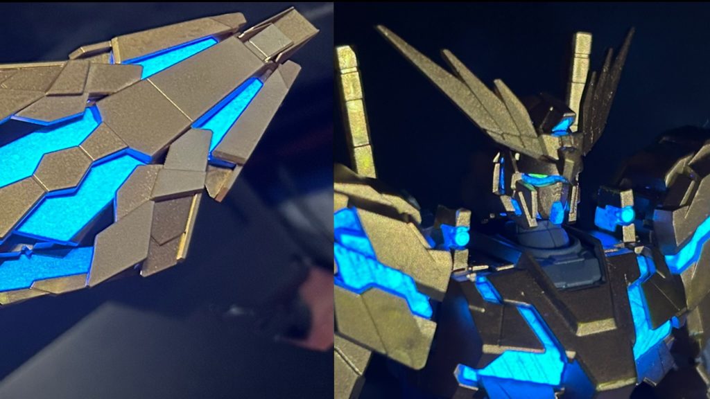 サイコフレームの粒子感を結構理想通り出せました🩵4重に吹いたので大変でした💦