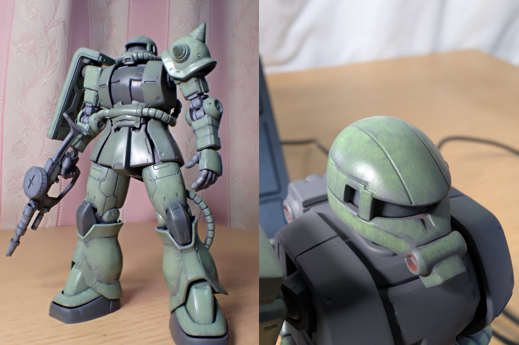 製作過程①　まずは１色目を塗った後　出だしはまずまずの筆目が出ましたが・・・