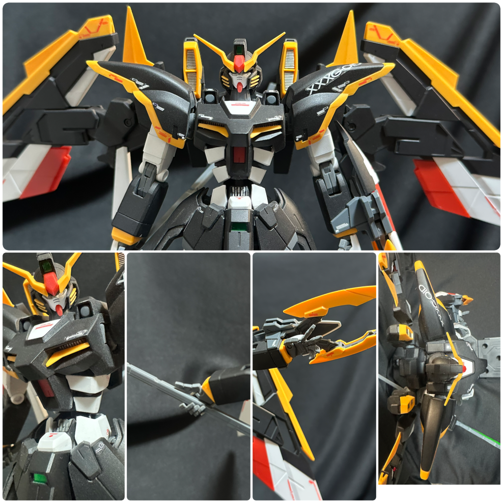 首1mm、腕4mm?延長、二の腕にプラ板貼ってで間延び感低減(ジャンク同キットの二の腕フレーム&外装流用)胴体を市販ボールジョイント分延長(長さ不明w)空いた胴の空間を肋骨モチーフでパテを芯にプラ板でボディブロック新造コクピット下にできた空間を埋めるために市販3DP製ヒートシンクでそれらしく(昔股間ブロック付近に核融合炉が存在する説をどこかで見たような😶)武器持ち手を好みの持ち方に変更(親指グッッ)平手に躍動感?を付与(キッタハッタ)肩内部引き出しブロックを1mmほど外側へ出し、腕部接続軸も外側へ1mm延長(軸の隙間はOリングで誤魔化し)肩を後ろへ反らして威張れるように😤