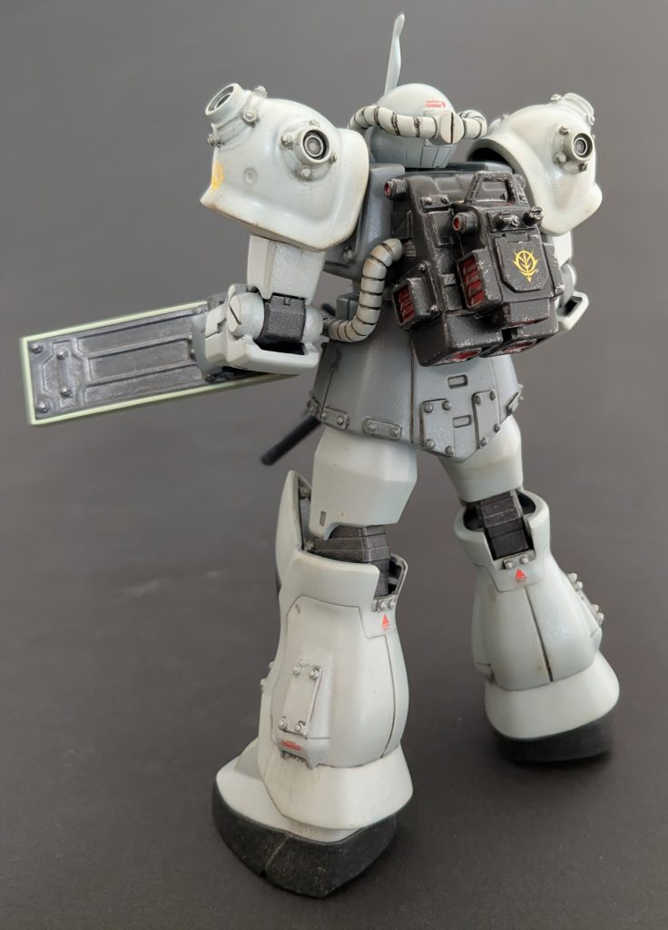 バックパックはグフのランドセルを加工。MSVのマインレイヤーをイメージしてます。50代世代ならワクワクしてたと思い出しますね。