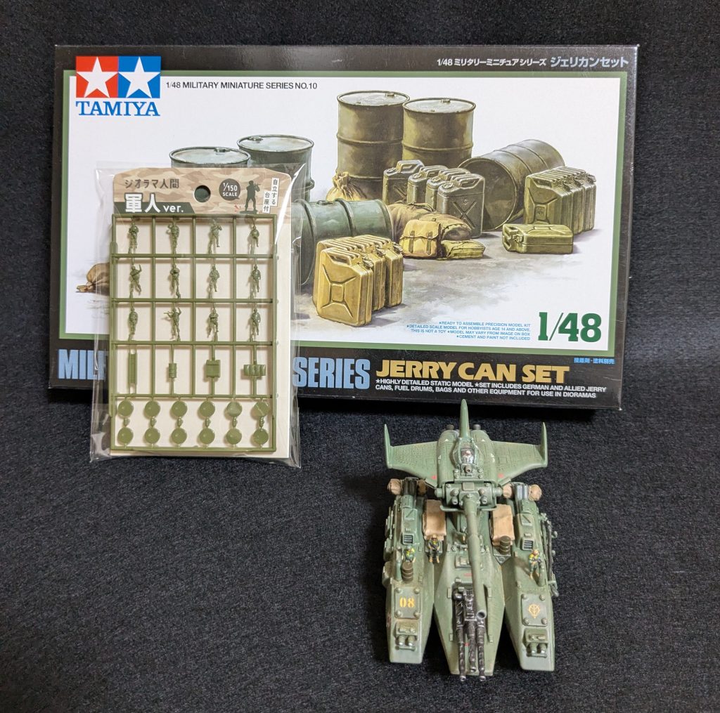 軍人人形と1/48のジェリガンセットを使用。   10月くらいに作った1/48シャーマンの時に購入した余り部品を少しづつ使ってます。