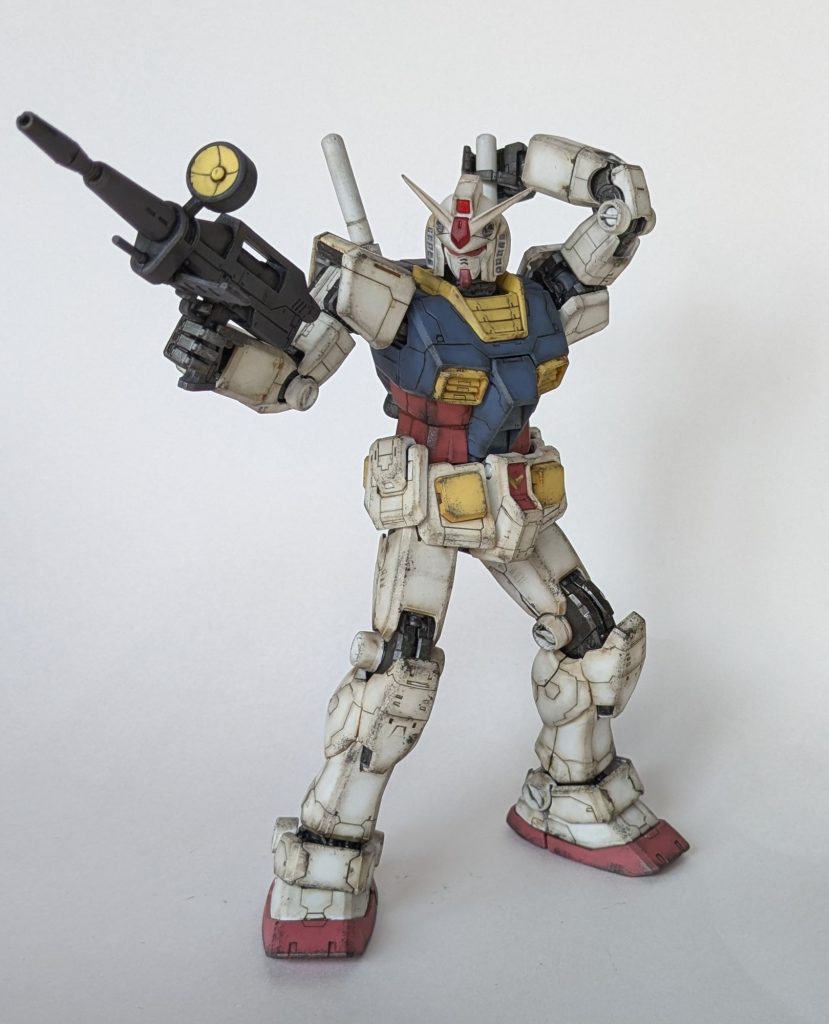 スミ入れと、ウェザリングマスターで陰影をつけてみました。あと、軽く焼鉄色でチッピング。リアルタッチマーカーブラウンでサビ垂れを少々。