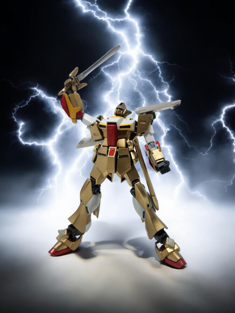 Our hero pulls out his Almighty Sword to transform and merge with his Almighty friends.