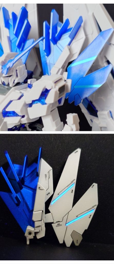 ここはシールで表現されていましたが白に変更。ここのラインの光り方が気に入ってます。