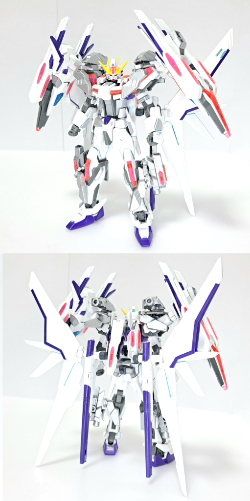 ビルドストライクエクシードギャラクシーアンリミテッドエクシードギャラクシーの各ハードポイントに多数の装備を付けた機体。状況に合わせて形態を変化し戦う。各クリアパーツから相手のビームを吸収でき自身のエネルギーに転換が可能。両肩に大型シールドブースター、背部に大型ビームキャノン装備のブースター、肩と足にパージ可能なスラスター付きアーマーが装備されている。MODO:STRIKE(ストライクモード)本機の基本形態。如何なる状況下でも対応し攻撃に転じることからこの名となった。背部ブースターのウイングを展開することで更に機動力と姿勢制御が向上する。