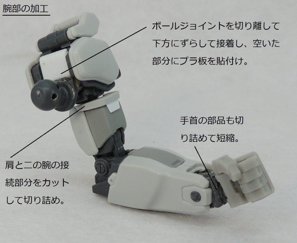 腕部の加工箇所が分かるショットです。