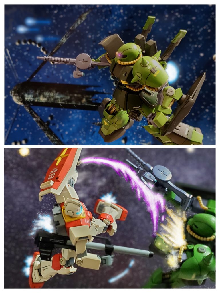 いくつかの部隊に分散し13バンチコロニーに集結する隠れエゥーゴの面々❕憲兵部隊の目を盗み最後の脱出部隊となったアダム・スティングレイ中尉らもサイド1宙域に進入~🎶無事に集結出来ると安堵していた…😊💨しかし、コンペイトウ守備隊の哨戒頻度と哨戒エリアに不審を抱いた憲兵部隊司令官ナカト中佐はサイド1のある暗礁宙域の捜査を指示😎👉️そしてアダム中尉らのジムII部隊は索敵中のハイザック部隊に発見されてしまう😱隠れエゥーゴと思われる機体発見の報せに笑みを浮かべながら増援のハイザック部隊を送り込むナカト中佐👮♂️👉️このまま集結ポイントに憲兵部隊を連れていく訳にはいかないと、その場でハイザック部隊と交戦を開始するアダム中尉のジムII部隊💥