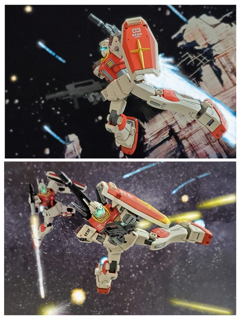 最後の脱出部隊であるアダム中尉らが憲兵部隊に捕捉されたとの報告を受けたジャック大尉⚡より多くの仲間を守るため、救援に向かいたいが気持ちを抑え、アダム中尉らを見捨てる苦渋の決断を出そうとするジャック大尉😢💦しかし、彼らを見捨てる事は出来ません🙌❕との部下たちからの声を受け、ジャック大尉は仲間に背中を押してもらいながら出撃の号令を発する📣そしてジムII部隊が次々に廃墟コロニーから飛び立つ👍️ジャック大尉らの部隊の到着により形勢を建て直すアダム中尉らの部隊🙌🎵基本性能ではハイザックに劣るジムIIであるが、ジャック大尉とアダム中尉は、かつてのコンビネーションを復活させジムII部隊を牽引👍️部隊をまとめ上げ互角以上の戦闘を繰り広げる~😊🎶