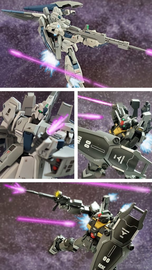そしてここサイド1宙域でZガンダム試作0号機vsガンダムMk-II試作0号機対決が勃発~⚔️‼️クワトロ大尉と強化人間ゼロ・ムラサメのハイレベルな戦闘が展開される👊✴️隠れエゥーゴのメンバーはアーガマに向かいつつ、その戦闘の様子をモニター📺️👀✨遠近両方の攻撃を織り混ぜながら紙一重の攻防を繰り広げる両者🤩ジャック大尉らは次元の違う戦闘に息を飲む…😓💦