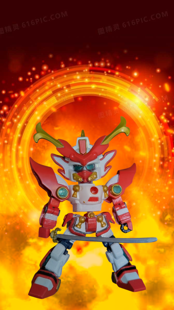 古いSD爆熱丸改造:機巧武者シャイニングガンダム弍式–2枚目/制作者:石頭三舊