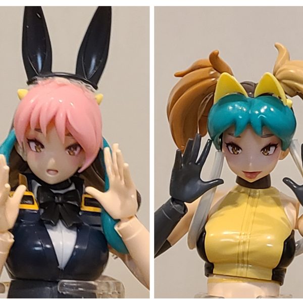 ういにんぐふみな & すーぱーふみな、はいぱーギャン子のミキシング中です。(;´д｀)なんか説明クサいのぉ。。。ヘッドは30MSやメガミデバイス、ラムちゃんのキットを使用。塗装を予定してますが、肌色面積が増えるので削除されないようにガンバります！汗(;´д｀)じゃあ塗るなっつーの！（2枚目）