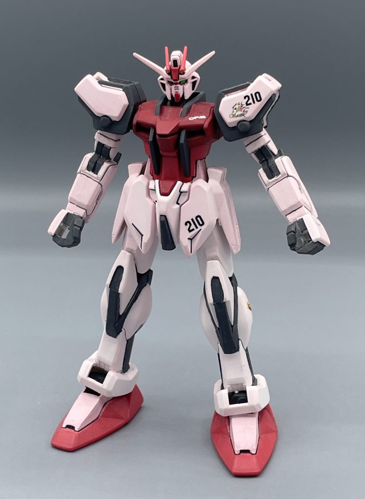 MBF-02 STRIKR ROGE  ストライクガンダムの余剰パーツを用いてオーブが組み上げた機体がストライク・ルージュは、コレクションシリーズでは発売されませんでした。 よって、ノーマルのストライクをルージュ色に塗り替えた作品となります。素材はこちら↓↓(*^^*)https://gumpla.jp/old/2164058