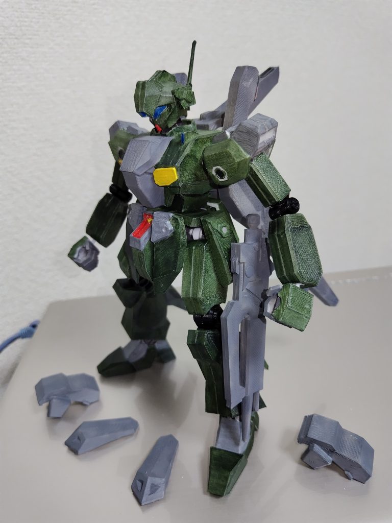 今回試験的に磁石を使ってみましたライフルは腰にマウントします腕と足の追加装甲がパージできますまあ腕装甲パージすると武装の半分が無くなりますが...そしてスタークジェガンと言えばUC1話!