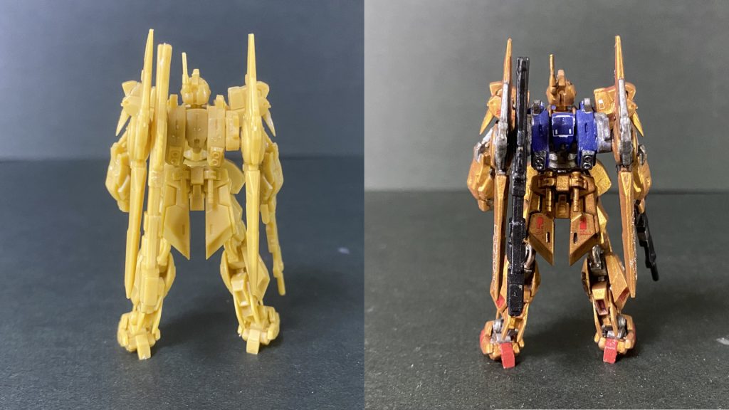 塗装前と塗装後ガンダムアーティファクトも自身3作目ということで、完全にハマってしまいました。大量に作って飾って満足したいので、これからもどんどん作っていきます!ガンダムアーティファクトを作っている間に、どんどん積みプラが増えていくのが悩みです。ご覧いただきましてありがとうございました‼️