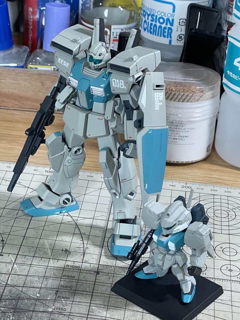 今回のカラーイメージソースとしたコンバージのネロと。特徴的なブルーグリーンはなかなかイイ色に出来たと気に入ってます。HGでネロ、ヌーベルジムⅢキット化してほしいな〜 最後までご覧いただき、ありがとうございました!