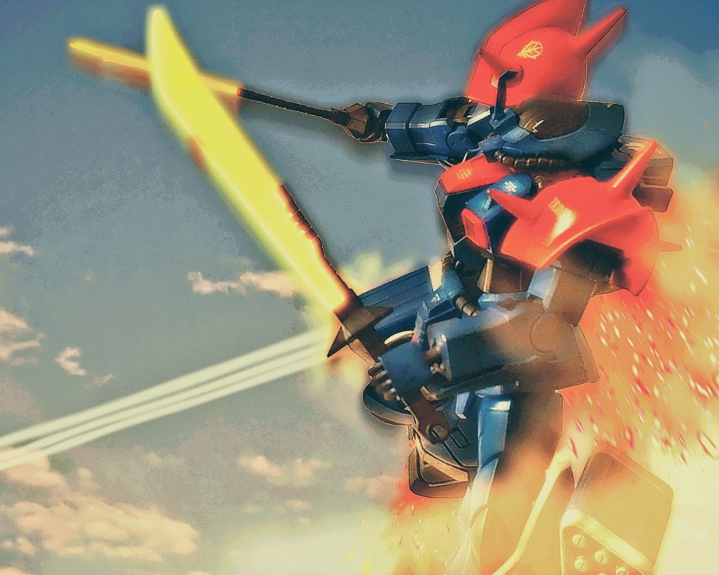 「シャトルを狙わずとも、マスドライバーを破壊すれば上がれんだろうっ!!」ニムバスは直上へ向けてブースターを吹かし上昇すると脚部のミサイルランチャーから立て続けにミサイルを発射する。イフリート改の蒼き装甲は夕焼けに赤く照らされつつ、幾つもの白煙が延びた。シャトルはマスドライバーの電磁カタパルトにより、ただ突き進むしかなかった。発射されたミサイルはマスドライバーの先端付近を目掛け飛んでいく。「高熱原体接近!?…ミサイルかっ!?」シャトル機内に警告音が鳴り響く。機長は操縦桿を握ったまま集中し、副機長がミサイルが何処から来ているか確認を急ぐ。「ミルスティーン中尉、頭を下げてしっかり掴まってくださいっ!!」機長の呼びかけにレーチェル・ミルスティーンは、咄嗟に屈んで頭を下げた。