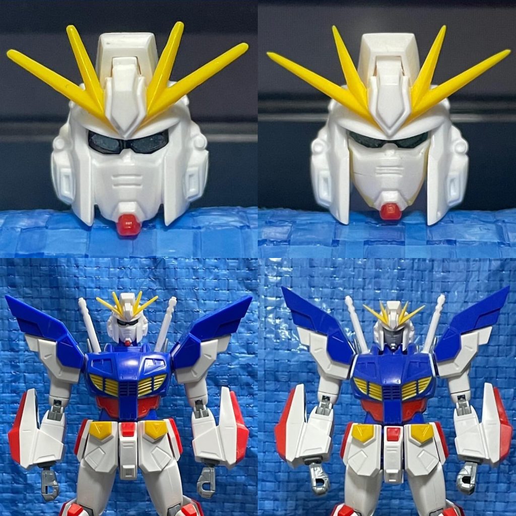 顔を切り離して別パーツ化切り離した顔を切り貼りして小顔化胴体を八の字カット首の基部を切り取り埋没させて再接着