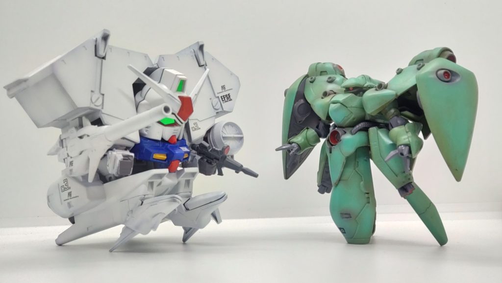 ということで細かな部分は無視して、４体を一気に仕上げてみました。今でこそ普通になりつつあるように思いますが、Gジェネの「格好良いSD」という方向は個人的には革命的だったと思います。でも、武者や騎士もいいんだよねぇ・・・。