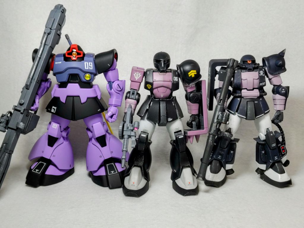https://gumpla.jp/hg/2040426機種違いですがついに黒い三連星が揃いました!ちゃんと番号も03、06、02にしてあります(zaku-kao5://gumpla.jp/hg/2040426