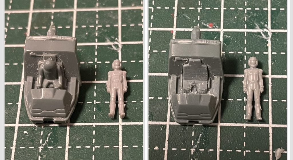 キットのパイロットを削り取り、ビルダーズパーツのパイロットを仕込みます。