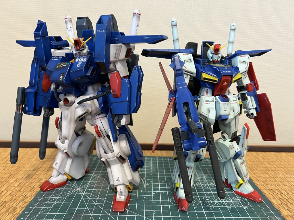 以前投稿した旧キット1/100ZZと。これがやりたかったんです！見ていただきありがとうございました！