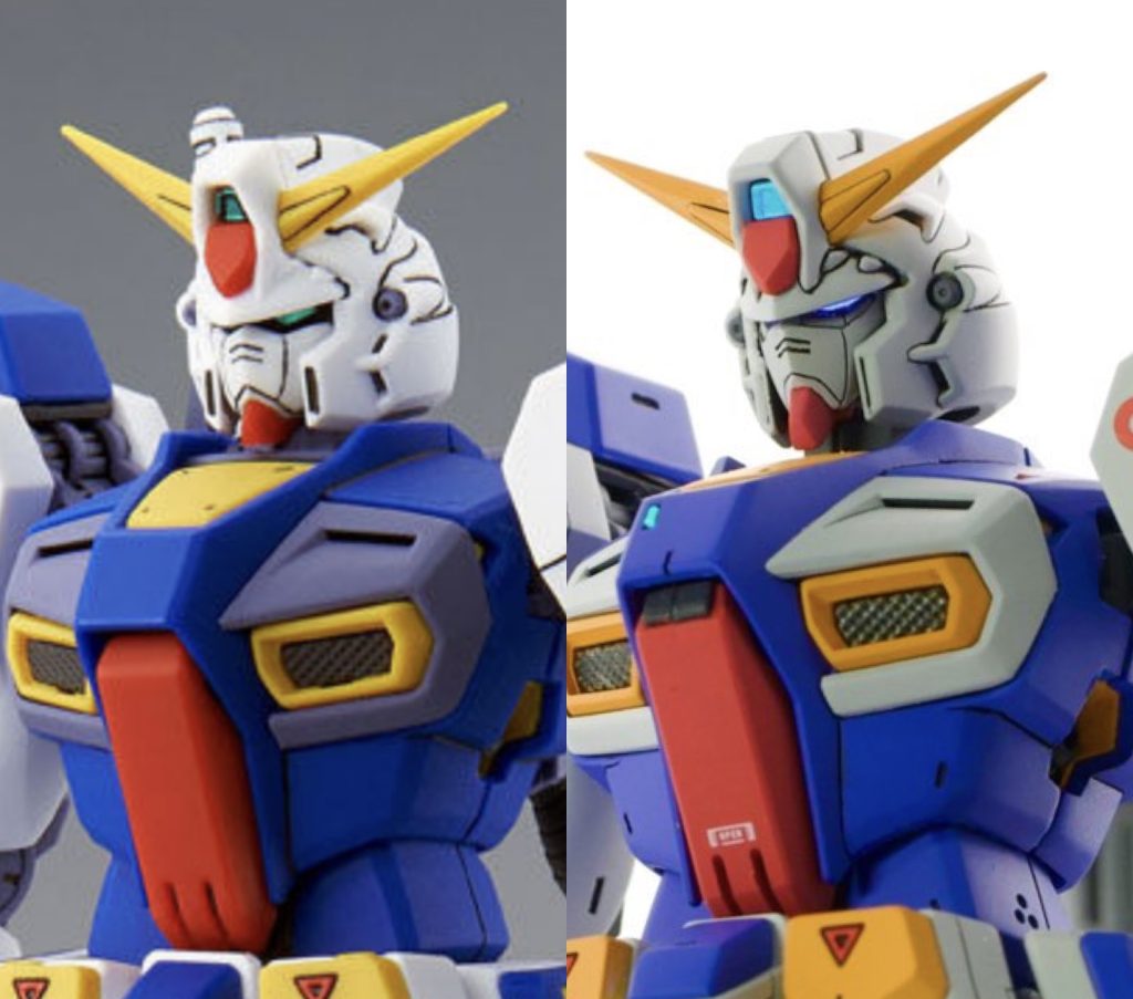 顔はHGのνガンダムのマスクを流用し形状変更。への字スリットや顎周りのラインは新たに彫りました。