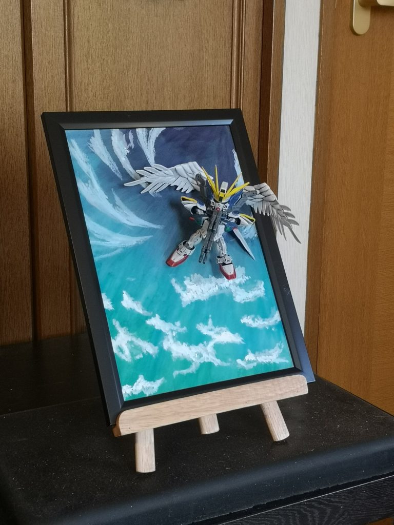 背景を入れた額縁に張り付ける!!イラストじゃありません、ちゃんとプラモですよ