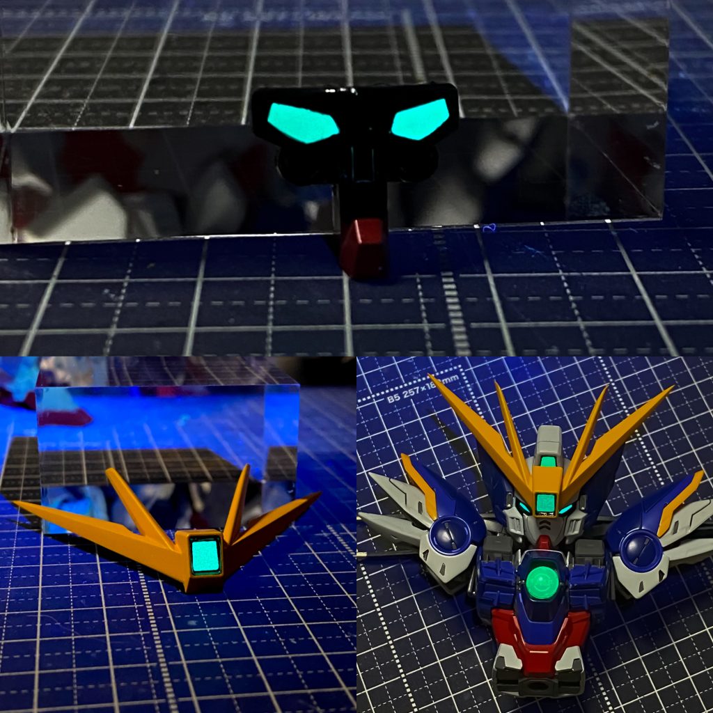 センサー等は蛍光塗料で塗装してあるのでブラックライトで光ります