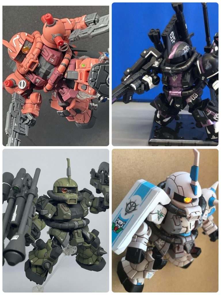 これまでの製作分です。結局ザクが1番多く製作してますね😊アレンジしやすい秀逸なデザインですよね！今日はザクを眺めながらゆったりと過ごそうと思います☕️