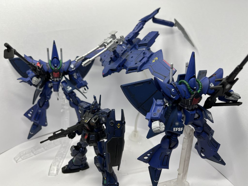 以上、ジムクゥエル&SFSスティングレーでした!今回もGフレーム!ハンブラビも2機目を投稿作と同じように作ったり楽しくやっとりました🖌️次回に少し続きます٩( 'ω' )و最後は仲良しヤザン隊✨やはり楽しく仕事できる仲間は大事(´・ω・)