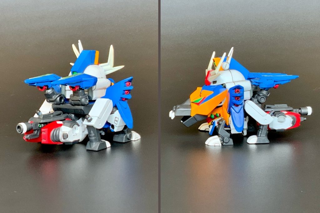 オリジナル解釈による余剰パーツなし変形！(ライフルに両足を付けて、背中にセット)